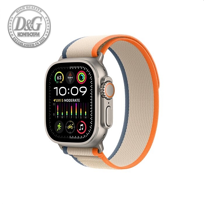 Apple Watch Ultra 2 GPS + Cellular, 49mm Titanium Case with Orange/Beige Trail Loop - S/M