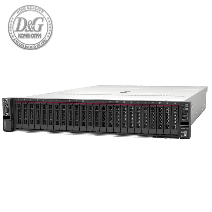 Lenovo ThinkSystem SR650 V2, Xeon Silver 4314 (16C, 2.4GHz, 24MB Cache/135W), 32GB (1x32GB, 3200MHz, 2Rx4 RDIMM), 8 SAS/SATA, 930-8i, 1x1100W Titanium, 5 Standard Fans, XCC Enterprise, Toolless V2 Rails