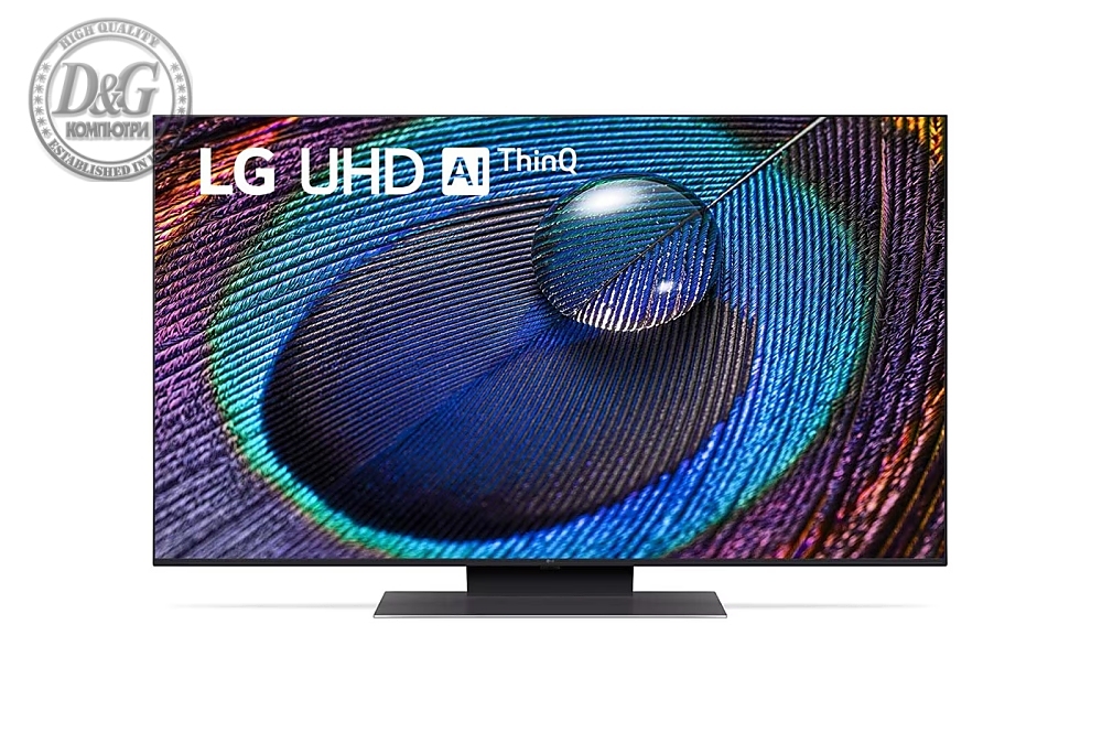 LG 50UR91003LA, 50" 4K UltraHD TV 4K (3840 x 2160), DVB-T2/C/S2, webOS 23 Smart TV, ThinQ AI, a5 AI 4K Gen6, WiFi, HDR10 pro, HLG, ALLM/HGiG, 4K Upscaling, AI Sound, Voice Controll, HDMI eARC, CI, LAN, USB, BT, Crescent Stand, Black