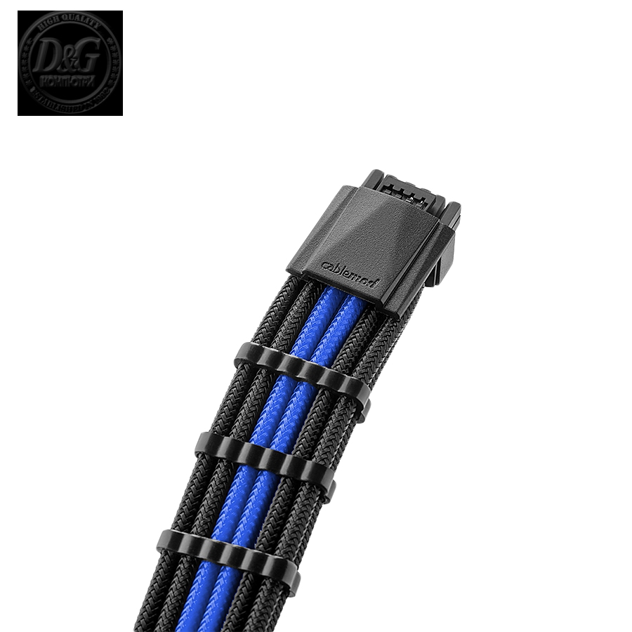 CableMod E-Series Pro ModMesh Sleeved 12VHPWR PCI-e Cable for Super Flower Leadex Platinum / Platinum SE / Titanium / V Gold Pro / V Platinum Pro, EVGA G7 / G6 / G5 / G3 / G2 / P2 / T2 (Black + Blue, Nvidia 4000 series, 16-pin to Dual 8-pin, 600mm)