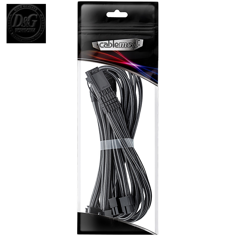 CableMod E-Series Pro ModMesh Sleeved 12VHPWR PCI-e Cable for Super Flower Leadex Platinum / Platinum SE / Titanium / V Gold Pro / V Platinum Pro, EVGA G7 / G6 / G5 / G3 / G2 / P2 / T2 (Carbon, Nvidia 4000 series, 16-pin to Quad 8-pin, 60cm)