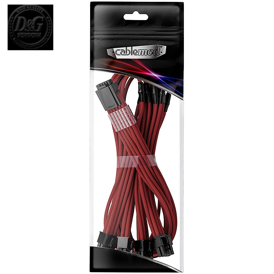 CableMod E-Series Pro ModMesh Sleeved 12VHPWR PCI-e Cable for Super Flower Leadex Platinum / Platinum SE / Titanium / V Gold Pro / V Platinum Pro, EVGA G7 / G6 / G5 / G3 / G2 / P2 / T2 (Blood Red, Nvidia 4000 series, 16-pin to Quad 8-pin, 60cm)