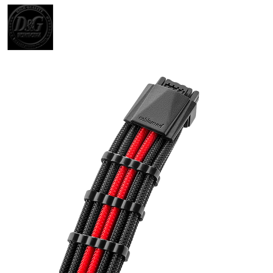 CableMod E-Series Pro ModMesh Sleeved 12VHPWR PCI-e Cable for Super Flower Leadex Platinum / Platinum SE / Titanium / V Gold Pro / V Platinum Pro, EVGA G7 / G6 / G5 / G3 / G2 / P2 / T2 (Black + Red, Nvidia 4000 series, 16-pin to Dual 8-pin, 600mm)