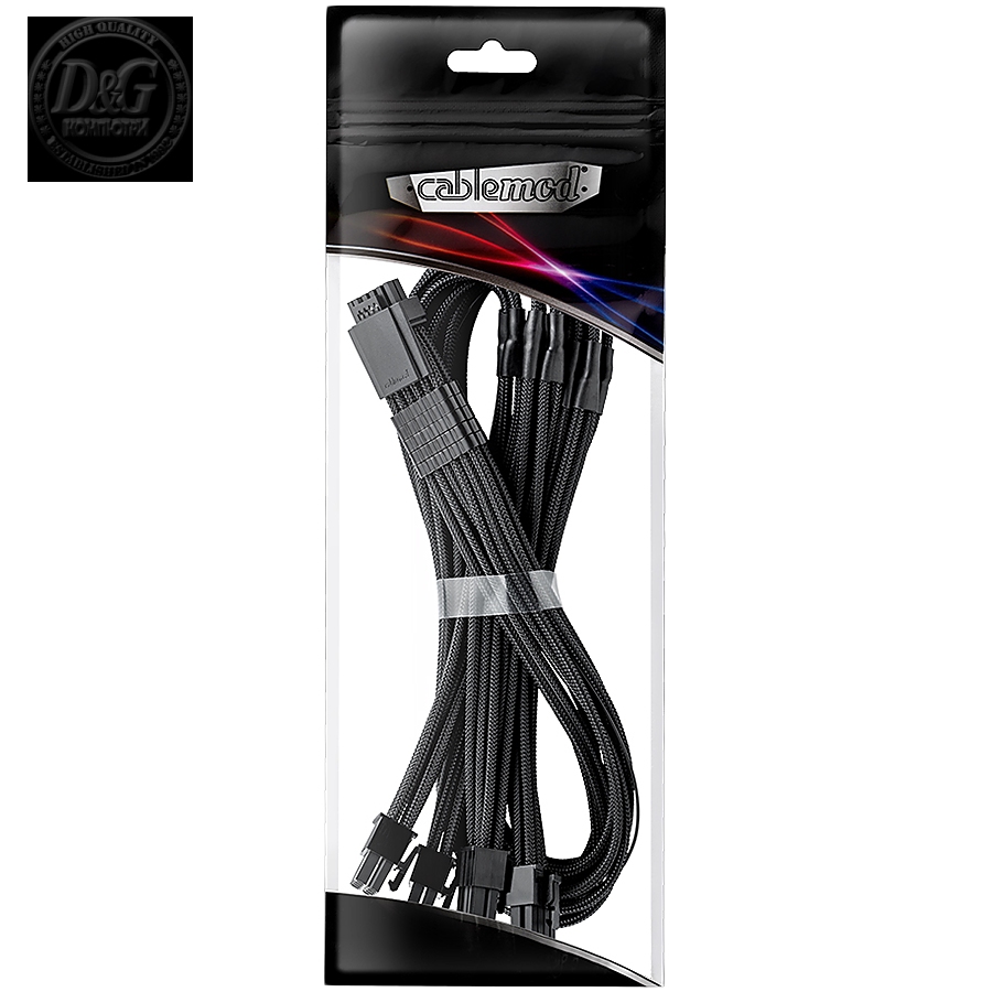 CableMod E-Series Pro ModMesh Sleeved 12VHPWR PCI-e Cable for Super Flower Leadex Platinum / Platinum SE / Titanium / V Gold Pro / V Platinum Pro, EVGA G7 / G6 / G5 / G3 / G2 / P2 / T2 (Black, Nvidia 4000 series, 16-pin to Quad 8-pin, 60cm)