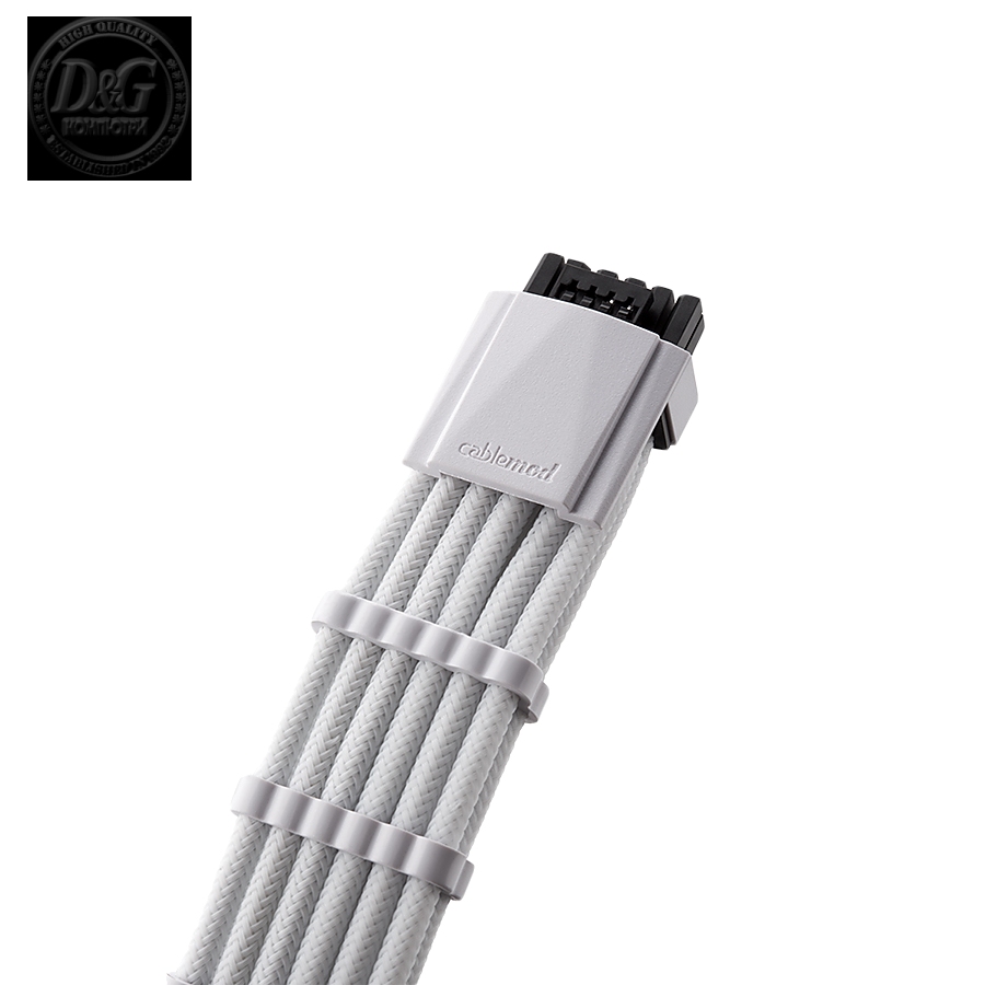 CableMod E-Series Pro ModMesh Sleeved 12VHPWR PCI-e Cable for Super Flower Leadex Platinum / Platinum SE / Titanium / V Gold Pro / V Platinum Pro, EVGA G7 / G6 / G5 / G3 / G2 / P2 / T2 (White, Nvidia 4000 series, 16-pin to Dual 8-pin, 600mm)