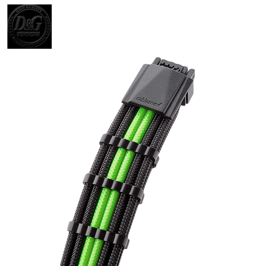 CableMod E-Series Pro ModMesh Sleeved 12VHPWR PCI-e Cable for Super Flower Leadex Platinum / Platinum SE / Titanium / V Gold Pro / V Platinum Pro, EVGA G7 / G6 / G5 / G3 / G2 / P2 / T2 (Black + Light Green, 16-pin to Dual 8-pin, 600mm)