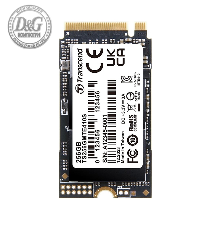 Transcend 256GB, M.2 2242, PCIe Gen4x4, NVMe, 3D TLC, DRAM-less