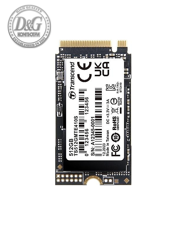 Transcend 512GB, M.2 2242, PCIe Gen4x4, NVMe, 3D TLC, DRAM-less