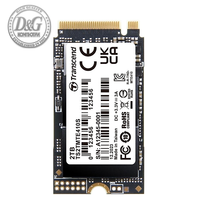 Transcend 2TB, M.2 2242, PCIe Gen4x4, NVMe, 3D TLC, DRAM-less