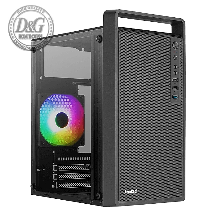 AeroCool кутия Case mATX - CS-109-G-BK-v1 - FRGB, Tempered Glass