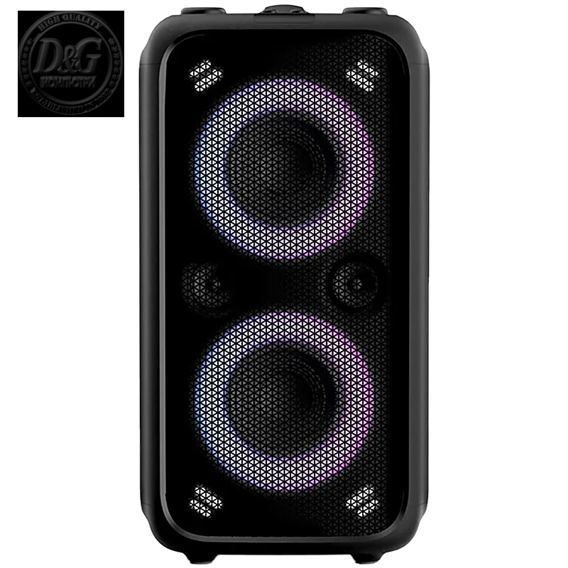 F&D PA200 Portable Wireless Party Speaker, 80W RMS (40W+40W), Subwoofer 2x5.25"+2x2"Tweeter, BT 5.0/USB/AUX, RGB, LED display, Remote control, Microphone, battery 8000mAh