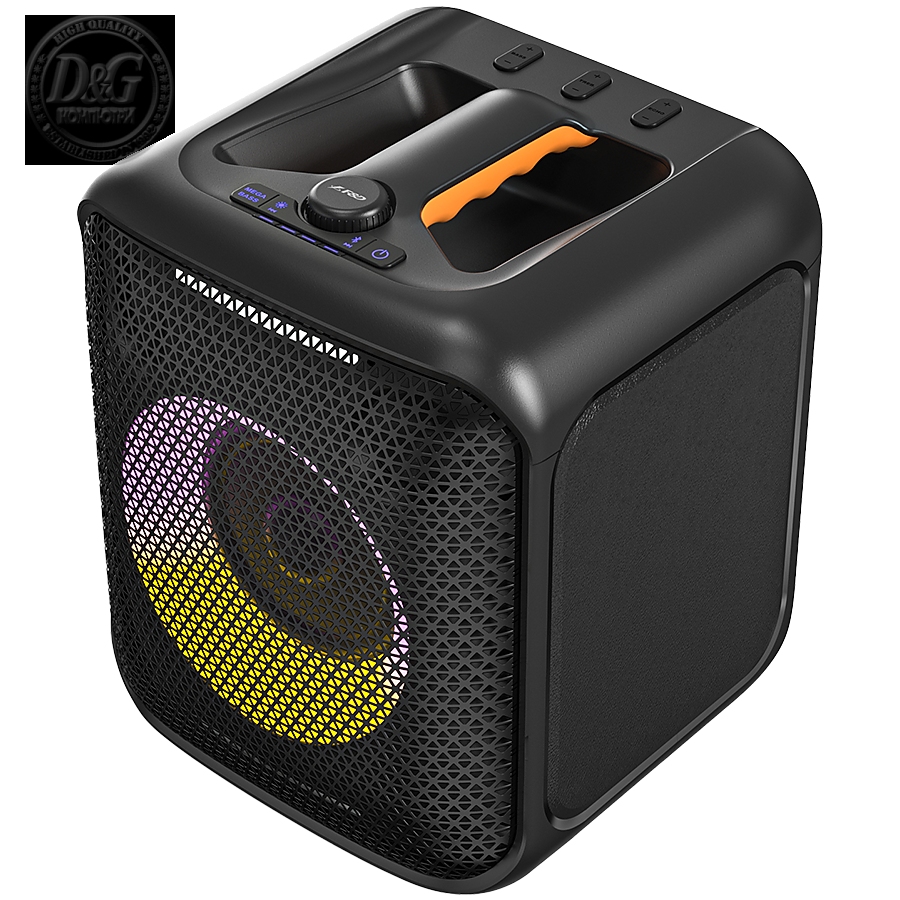 F&D PA100 Portable Wireless Party Speaker, 40W RMS, Subwoofer 5.25"+2x2"Tweeter, BT 5.0/USB/AUX, RGB, Remote control, WL microphone, battery 4000mAh, IPX4 waterproof