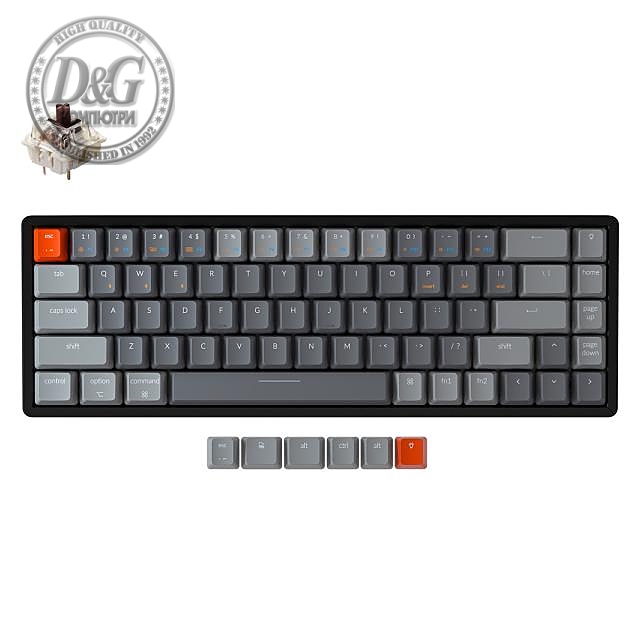 Геймърска Механична клавиатура Keychron K6 Aluminum 65% Gateron Brown Switch RGB LED Gateron Brown Switch ABS