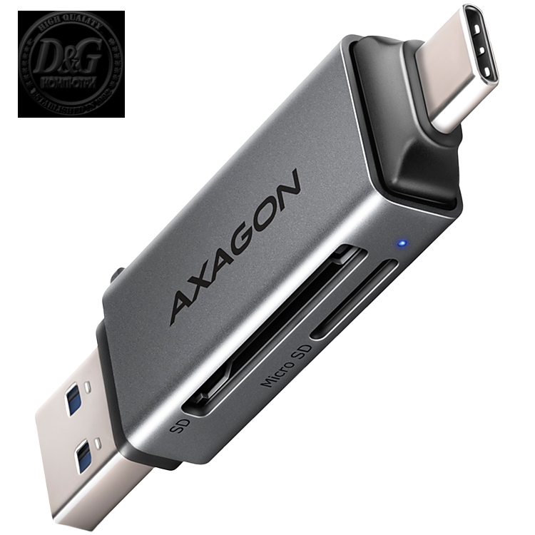 Axagon CRE-DAC External, Type-C+Type-A 2-slot SD/microSD