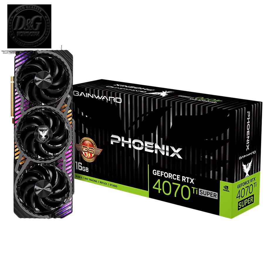 Gainward GeForce RT 4070Ti SUPER Phoenix GS, 16GB 256 bit, 1x HDMI 2.1, 3x DP 1.4a, 3 Fan, 1x 16-pin power connector, recommended PSU 750W, NED47TSH19T2-1043X