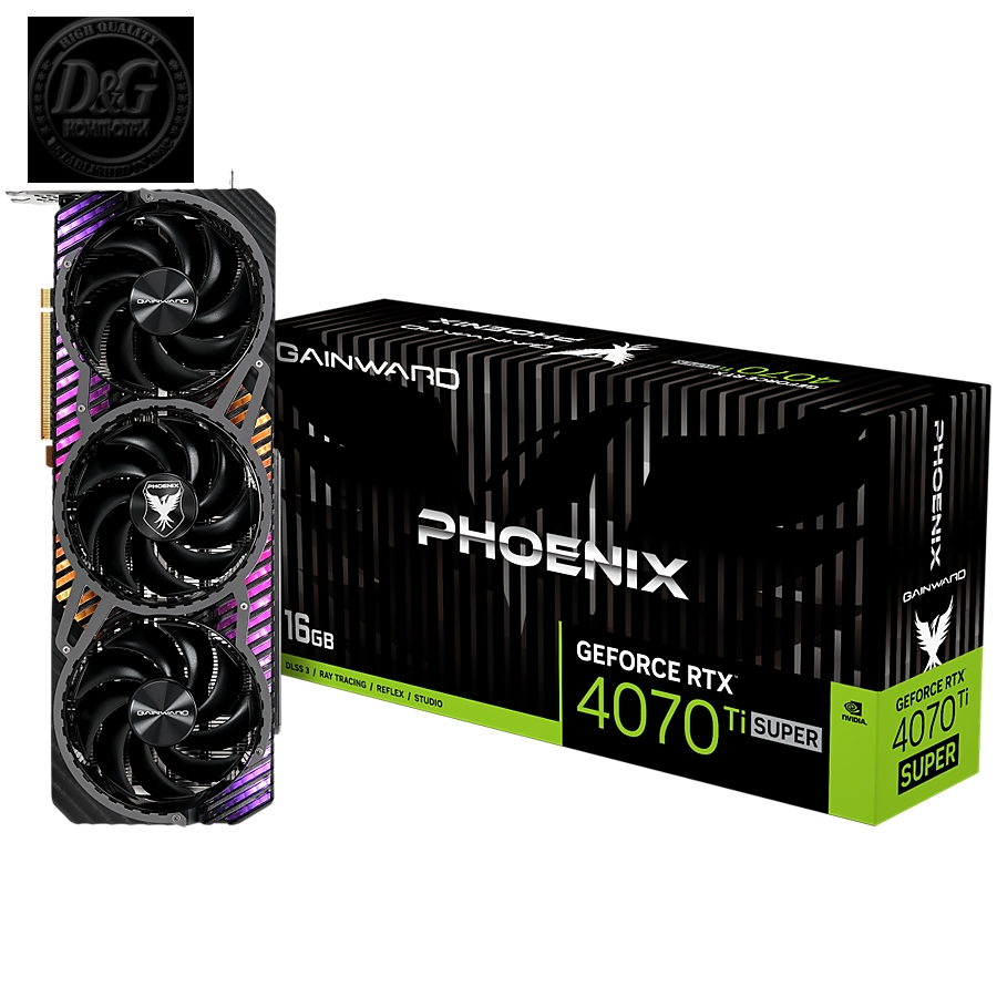 Gainward GeForce RT 4070Ti SUPER Phoenix, 16GB 256 bit, 1x HDMI 2.1, 3x DP 1.4a, 3 Fan, 1x 16-pin power connector, recommended PSU 750W, NED47TS019T2-1043X