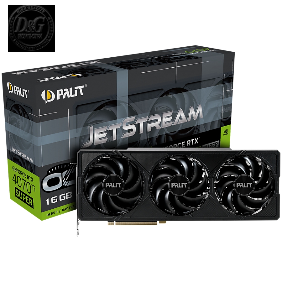 Palit RTX 4070Ti Super JetStream OC 16GB GDDR6X, 256 bit, 1x HDMI 2.1a, 3x DP 1.4a, 3 Fan, 1x 16-pin power connector, recommended PSU 750W,