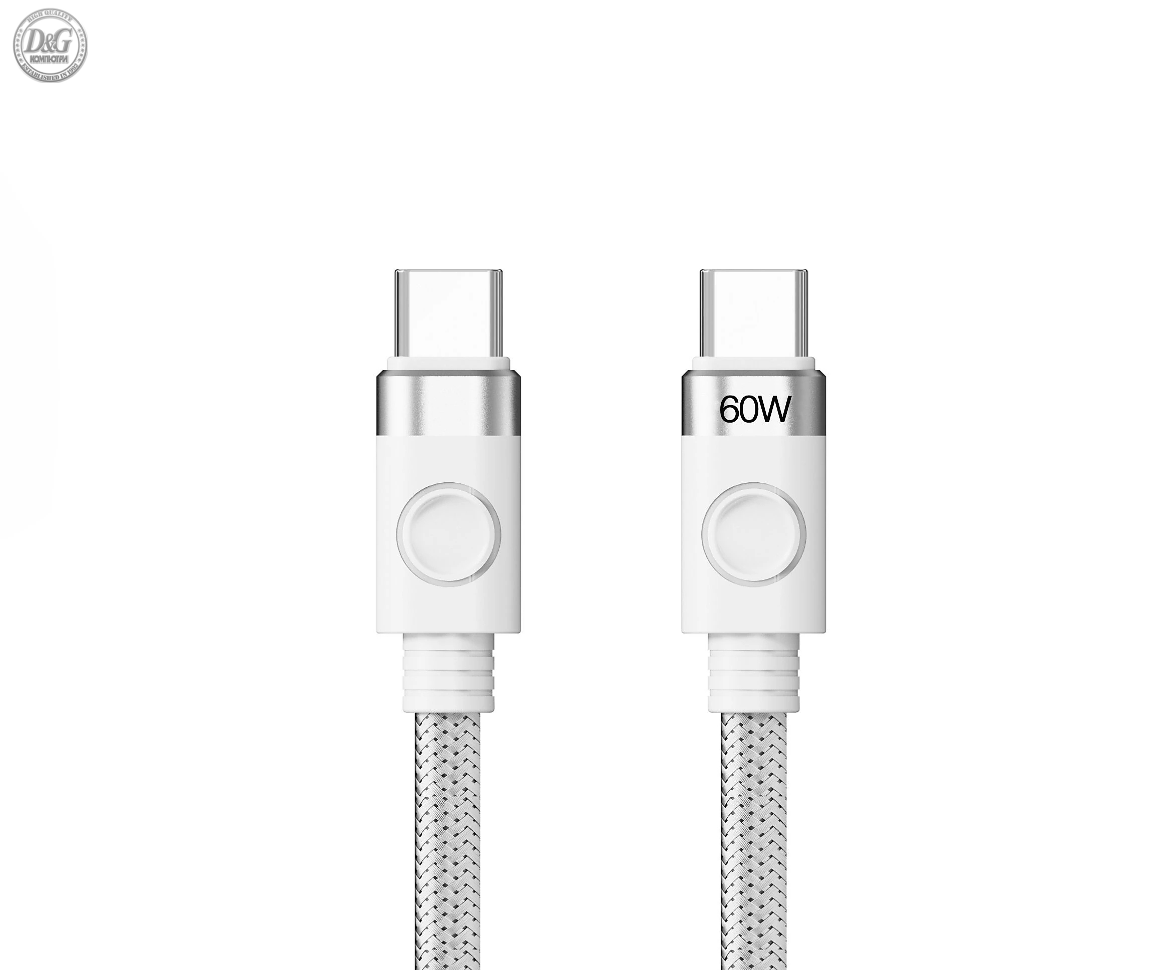 Orico кабел Cable USB C-to-C PD 60W Charging 1.0m White - CDX-60CC-WH