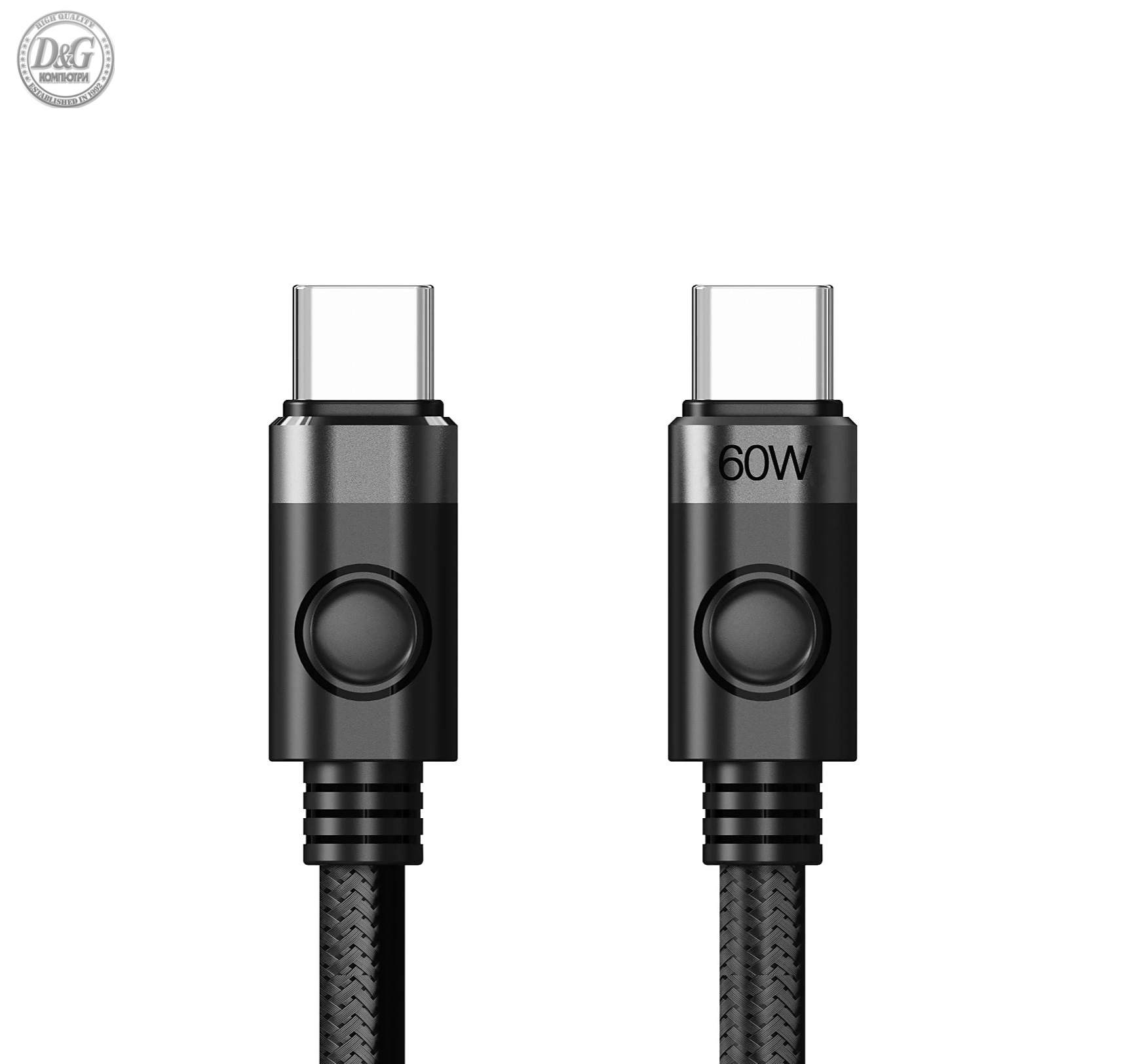 Orico кабел Cable USB C-to-C PD 60W Charging 1.0m Black - CDX-60CC-BK