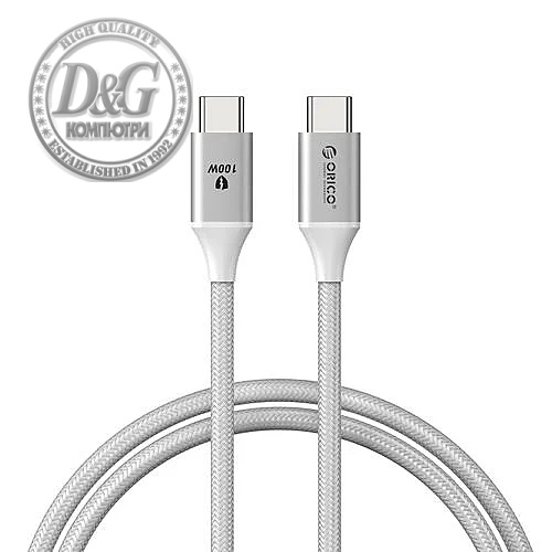 Orico кабел Cable USB C-to-C PD 100W Charging 1.0m White - CDX-100CC-WH