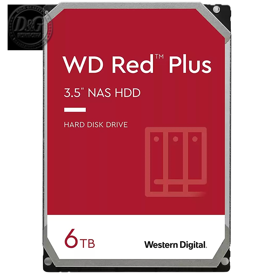 HDD NAS WD Red Plus (3.5'', 6TB, 256MB, 5400 RPM, SATA 6 Gb/s)