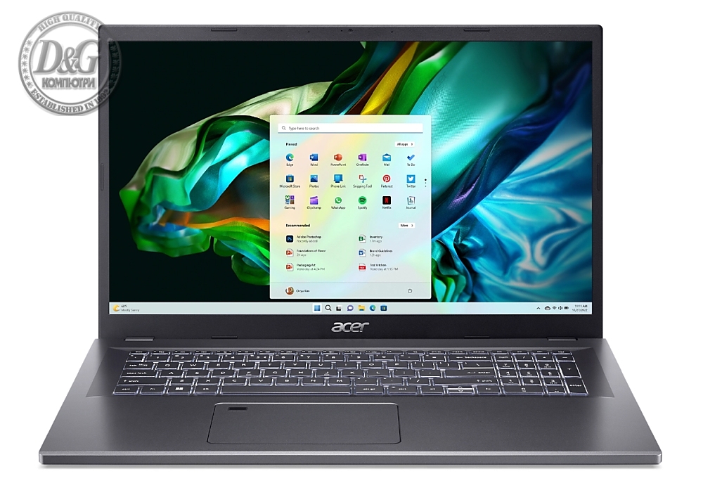 Acer Aspire 5, A517-58M-566N, Intel Core i5-1335U (3.4GHz up to 4.6 GHz, 12MB), 17.3" FHD (1920 x 1080) IPS SlimBezel, 16GB LPDDR5, 512GB PCIe NVMe SSD, Intel UMA, Wifi 802.11AX, BT, FHD Cam+mic, KB Backlight, No OS, Gray