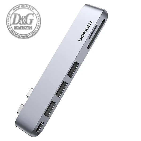 Ugreen хъб HUB for Apple Macbook Pro/Air USB3.1 Type-C x 2 - USB3.0 x 2, SD/TF, Power Distribution CM251 - 60560