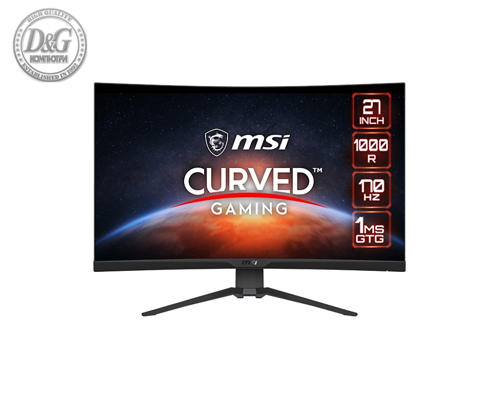 MSI MAG 275CQRF-QD, 170Hz, 27", 1ms, 2560x1440 WQHD, QUANTUM DOT, 1000R Curve, Rapid VA, 300 nits, 4000 : 1, Adaptive sync, 2x HDMI, 1x DisplayPort, 1x USB Type-C (DP alt. w/ PD Charging 15W), HEIGHT ADJUSTMENT 130mm, VESA 100, 9S6-3CD24T-001