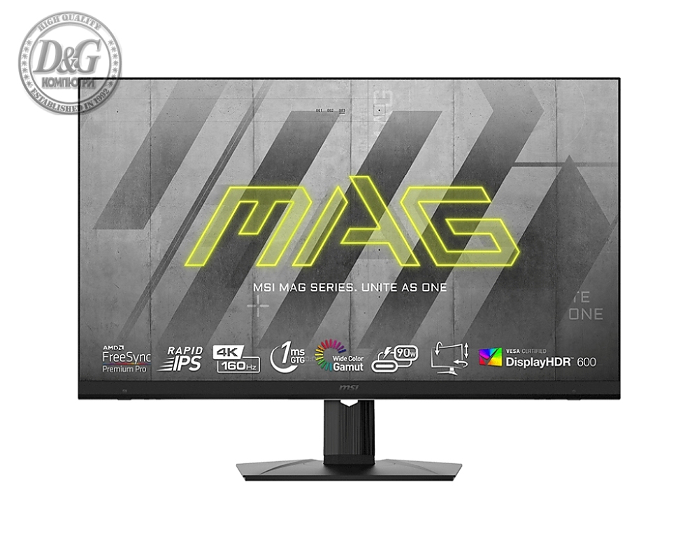 MSI MAG 323UPF, 32", 160Hz, 1ms, 3840x2160 UHD, Rapid IPS, Flat, FreeSync Premium Pro, VESA DisplayHDR 600, KVM, Tilt, HEIGHT ADJUSTMENT 100mm, 2x HDMI, DP, 1x USB Type-C with DP and PD 90W,PIP and PBP, VESA 100, 9S6-3DC79T-001