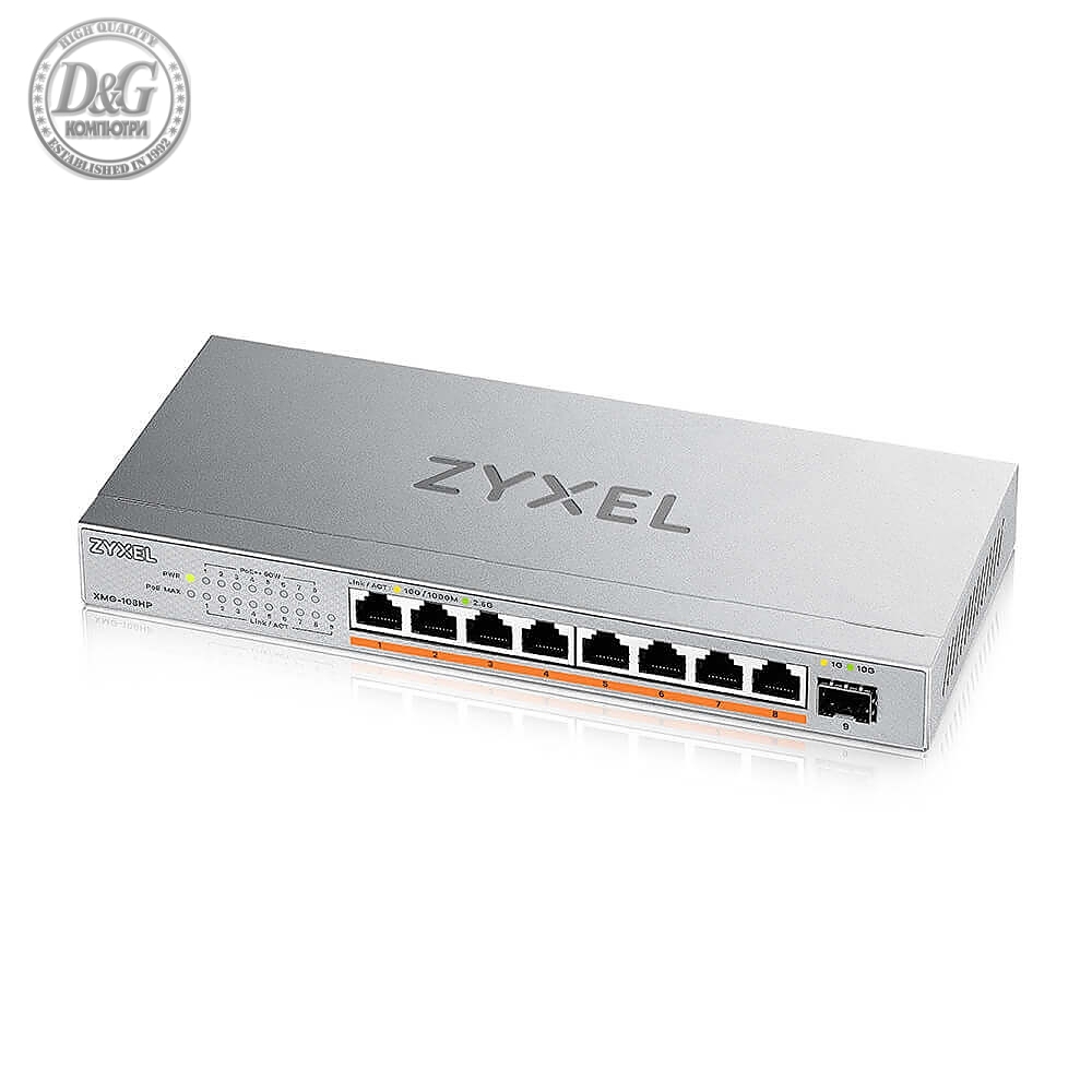 ZyXEL XMG-108 8 Ports 2,5G + 1 SFP+, 8 ports 100W total PoE++ Desktop MultiGig unmanaged Switch