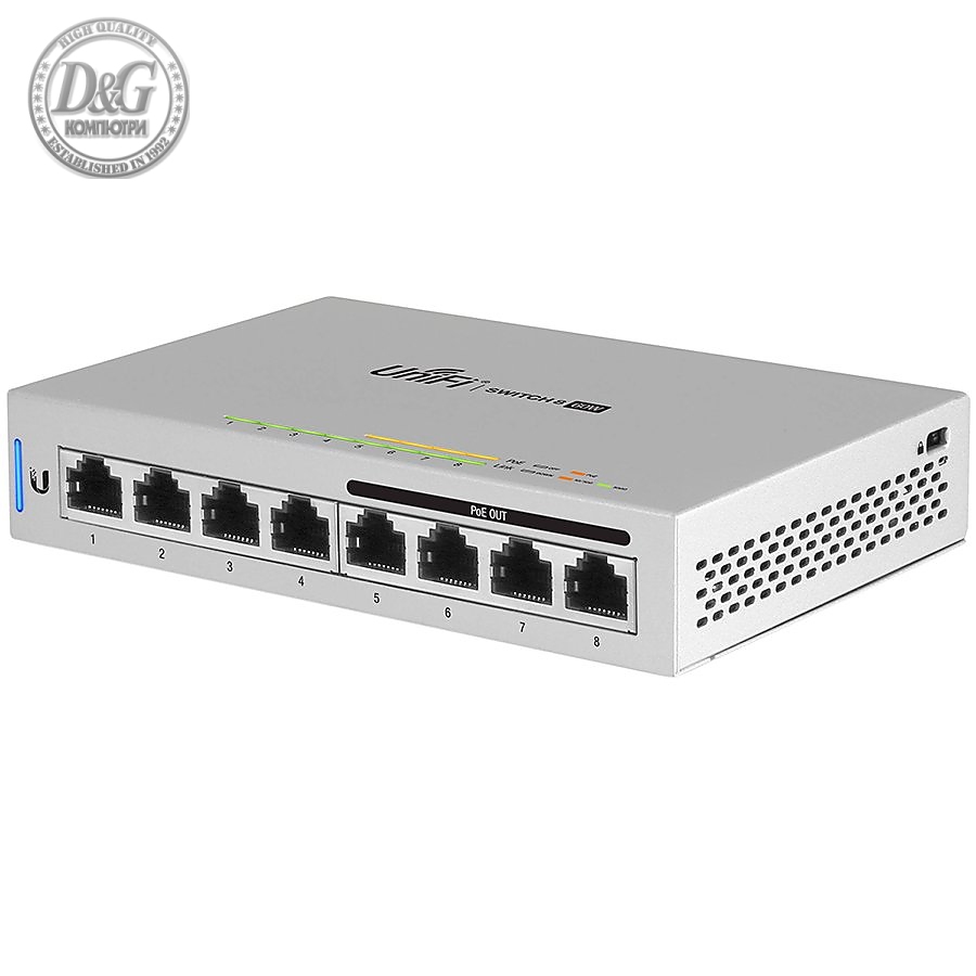 UBIQUITI 8-Port Fully Managed Gigabit Switch with 4 IEEE 802.3af Includes 60W Power Supply, EU