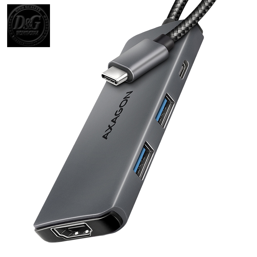 AXAGON HMC-5H8K USB 5Gbps hub, 2x USB-A, USB-C, HDMI 8k/30Hz, PD 100W,