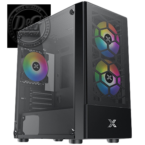 Xigmatek Oreo Black EN47758, M-ATX, USB3.0x1+USB2.0x2, Meshed Grill FP, Left TG, 3PCS X24F Fixed RGB Fan