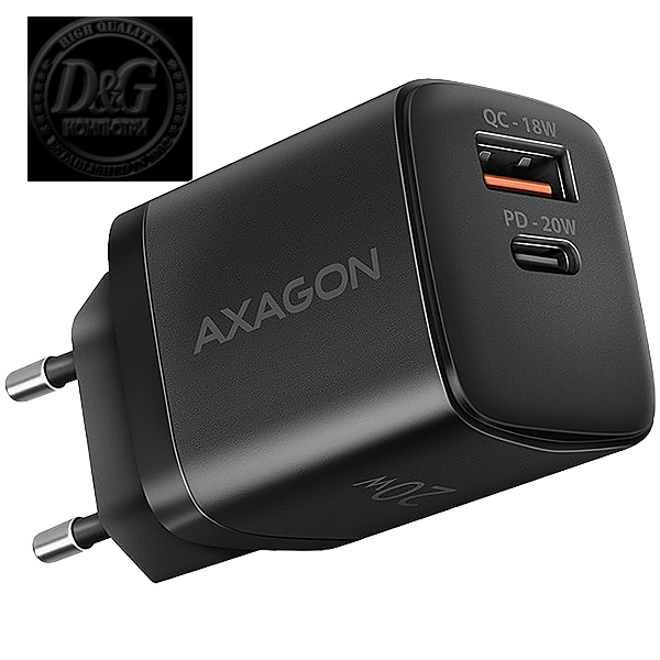 AXAGON ACU-PQ20 wall charger QC3.0/AFC/FCP + PD type-C, 20W, black