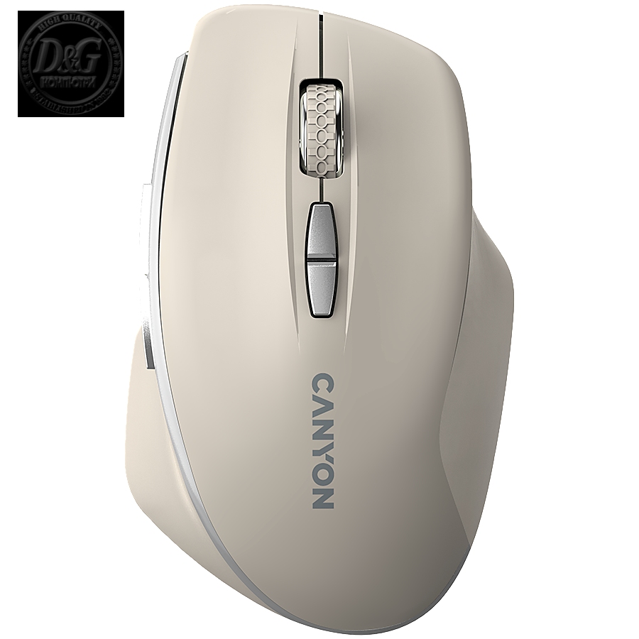 CANYON MW-21, 2.4 GHz Wireless mouse ,with 7 buttons, DPI 800/1200/1600, Battery: AAA*2pcs,Cosmic Latte,72*117*41mm, 0.075kg