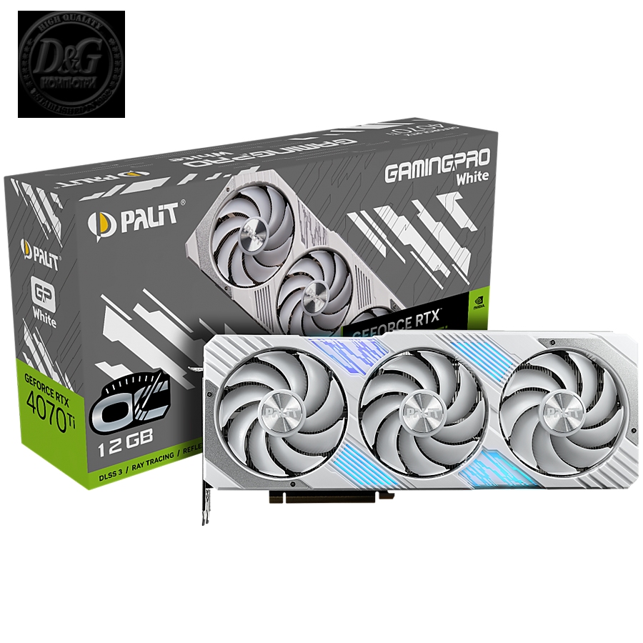 Palit GeForce RTX 4070Ti GamingPro White OC 16GB GDDR6X, 192 bit, 2310 Mhz/2670 Mhz, 1x HDMI 2.1a, 3x DP 1.4a, 3 Fan, 1x 16-pin pwr connector, recommended pwr 750W, NED407TV19K9-1043W