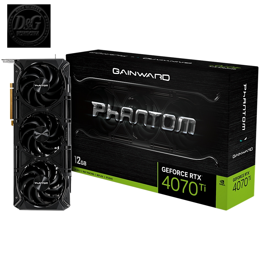 GAINWARD GeForce RTX 4070 Ti Phantom 12GB, GDDR6X, 192 bit, 1x HDMI 2.1, 3x DP 1.4a, 3 Fan, 1x 16-pin power connector, recommended PSU 750W, NED407T019K9-1045P