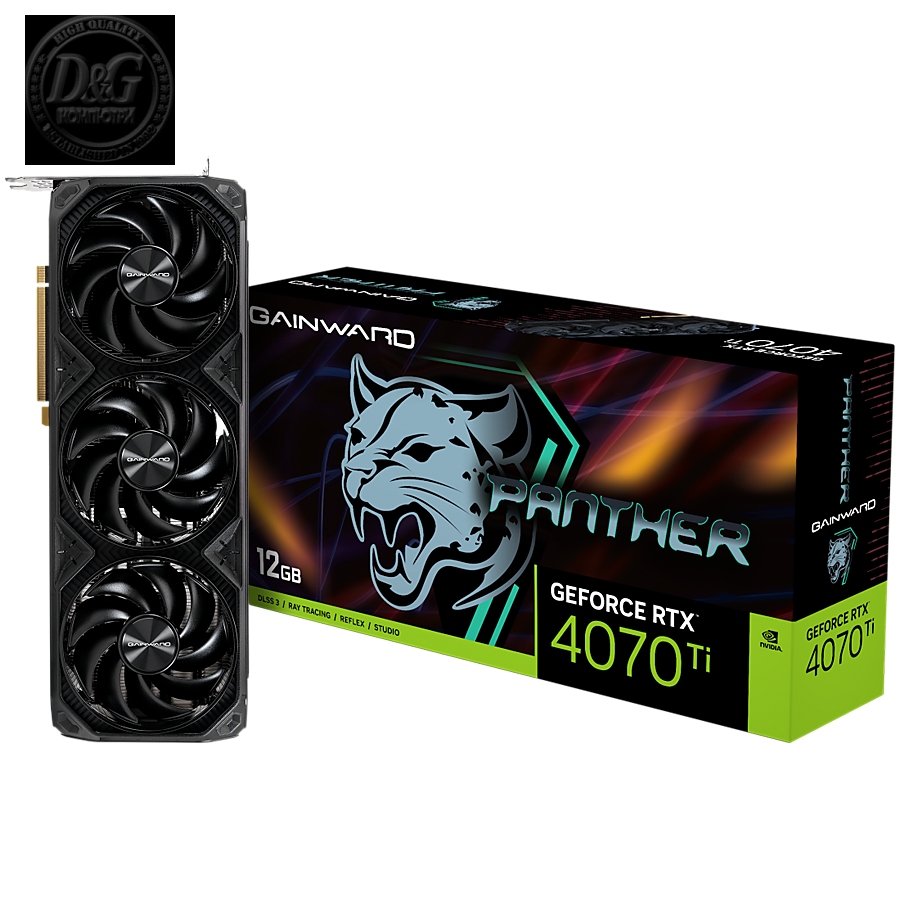 Gainward GeForce RTX 4070Ti Panther 12GB GDDR6X, 192 bit, 1x HDMI 2.1, 3x DP 1.4a, 3 Fan, 1x 16-pin power connector, recommended PSU 750W, NED407T019K9-1043Z