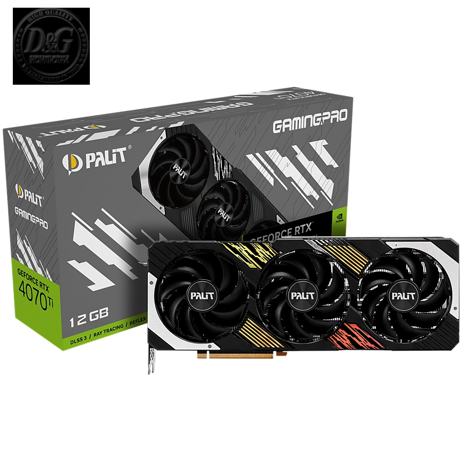 Palit RTX 4070Ti GamingPro 12GB GDDR6X, 192 bit, 1x HDMI 2.1, 3x DP 1.4a, 3 Fan, 1x 16-pin power connector, recommended PSU 750W, NED407T019K9-1043A