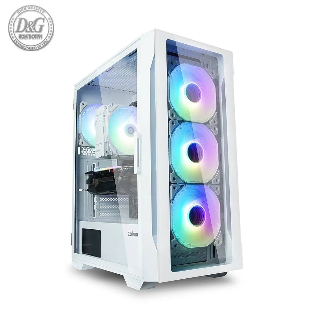 Zalman кутия Case ATX - I3 NEO TG White - aRGB, Tempered Glass