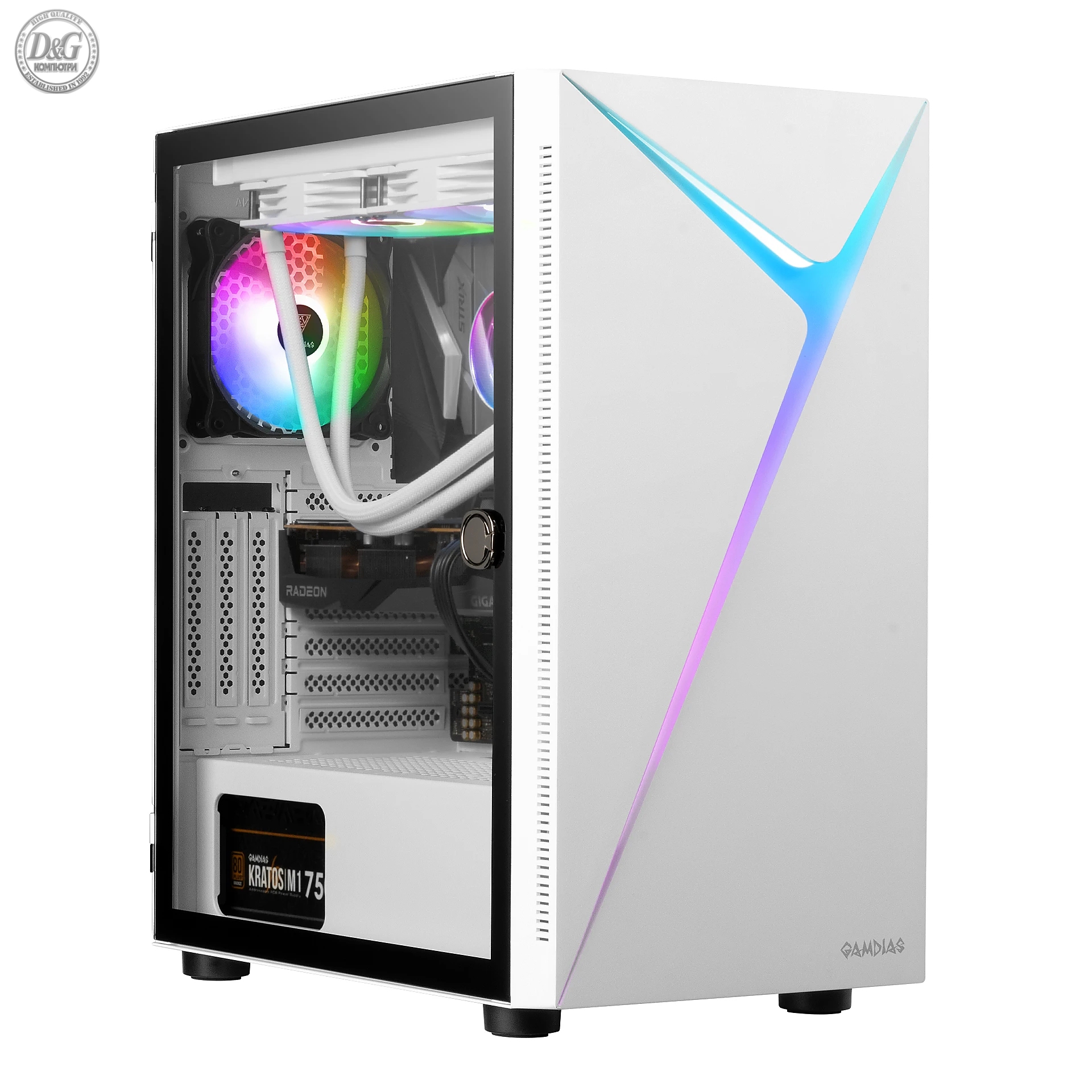 Gamdias кутия Case ATX - ARGUS E4 Elite White - RGB, Tempered Glass