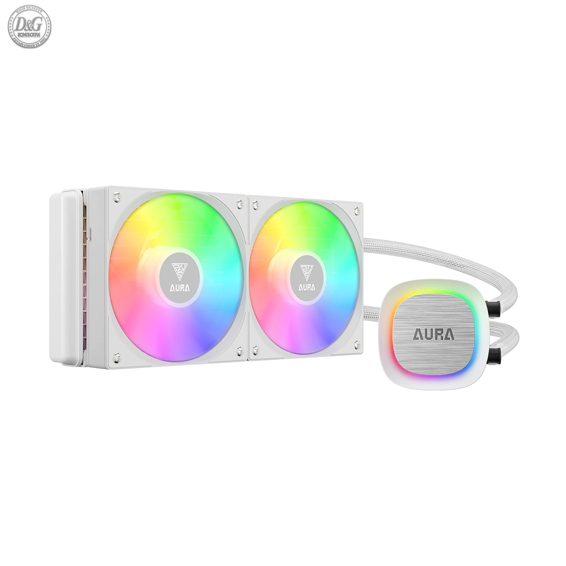 Gamdias водно охлаждане Water Cooling 240mm - AURA GL240 v2 White, aRGB