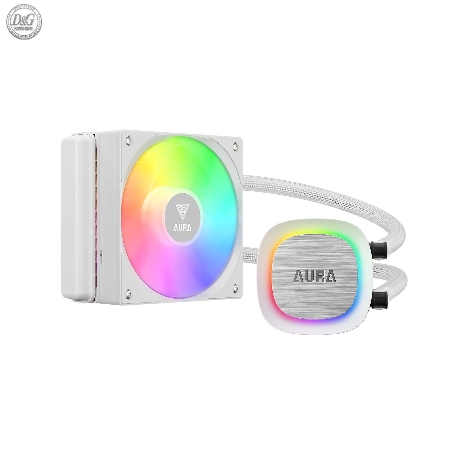 Gamdias водно охлаждане Water Cooling 120mm - AURA GL120 v2 White, aRGB