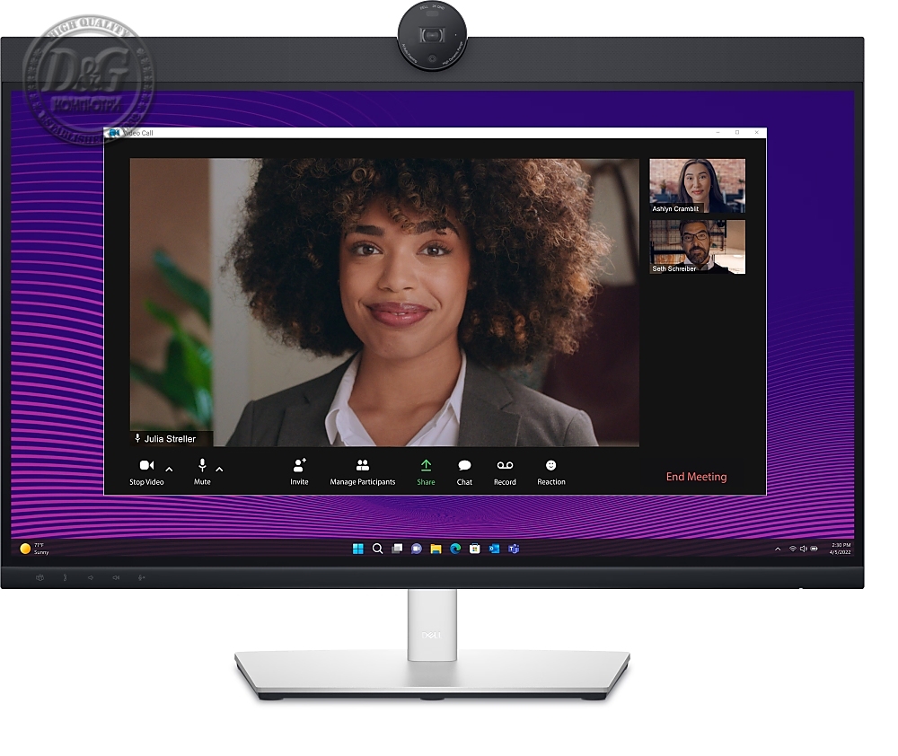 Dell P2724DEB, 27.0" Video Conferencing AG, IPS, 5ms, 1000:1, 350 cd/m2, QHD (2560x1440), 99% sRGB, Webcam, 2x5W speakers, Microphone, USB-C up to 90W PD, USB 3.2, HDMI, DP, RJ45, Height, Swivel, Tilt, Pivot, Black