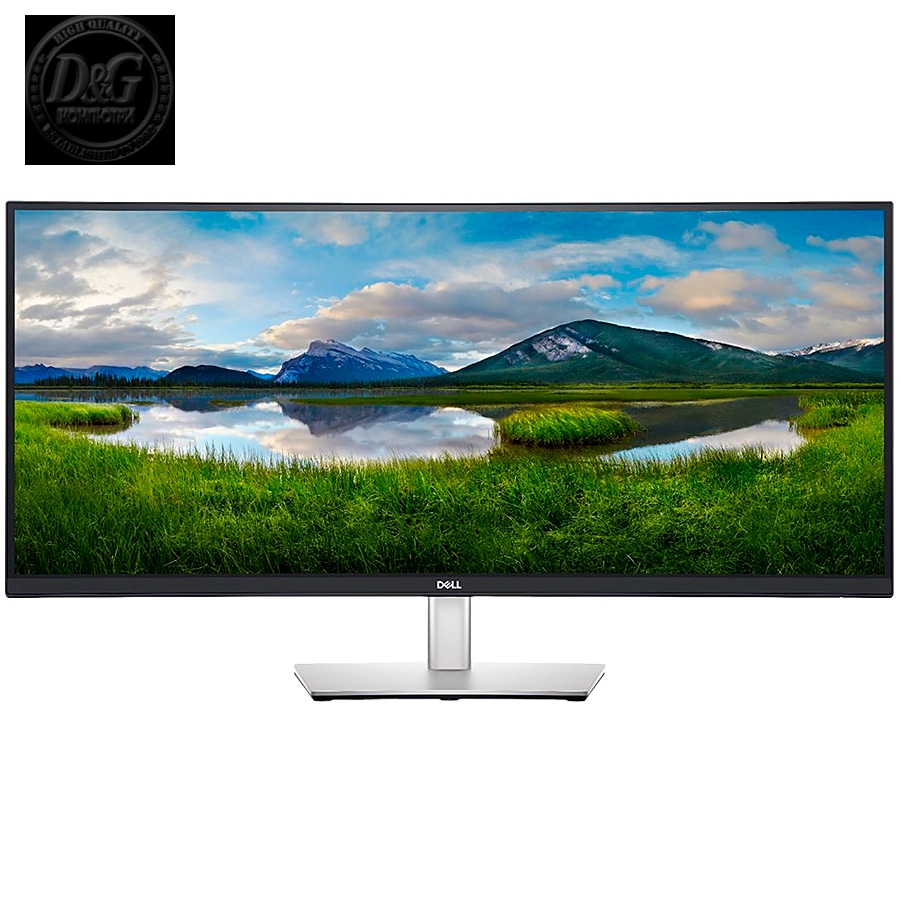 Dell P3424WE Curved USB-C Hub Monitor LED, 34", WQHD 3440x1440 60Hz, 21:9, 3800R, IPS, Anti-glare, 3H Hard Coating, Comfort V, Flicker Free, 300 cd/m2, 1000:1, 178°/178°, 5ms/8ms, Touchscreen, DP, HDMI, USB-C 3.2 Gen 1, LAN, Height, Swivel, Tilt, 3