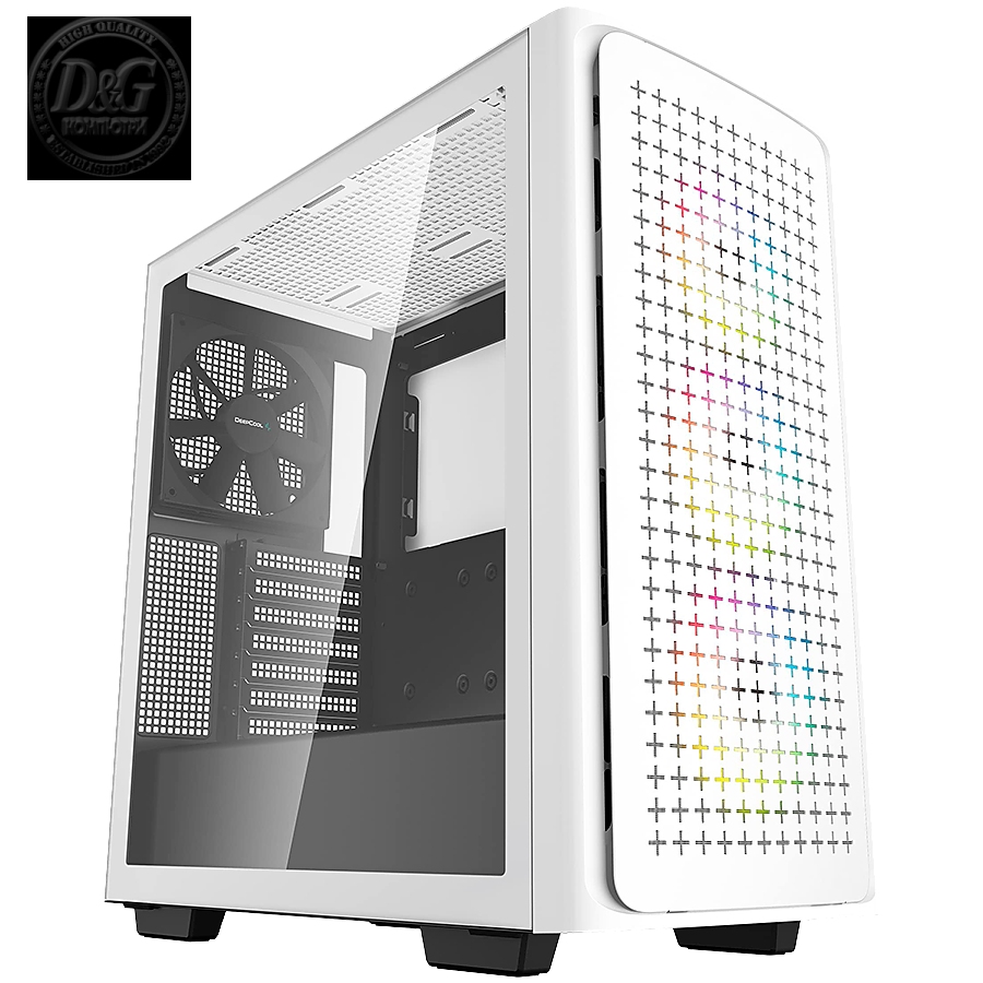 DeepCool CK560 White Mid Tower Case, Mini-ITX / Micro-ATX / ATX / E-ATX, 2xUSB3.0, 1xAudio, 1xType-C, ABS+SPCC+Tempered Glass, Mesh Pane R-CK560-BKAAE4-G-1