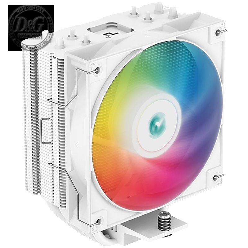 DeepCool AG400 WH ARGB, CPU Air Cooler, 1x120mm ARGB PWM Fan, TDP 220W, 4 Heatpipes, White, LGA1700/1200/115x, AMD AM5/AM4, 125x92x150 mm(LxWxH), 2Y, R-AG400-WHANMC-G-2