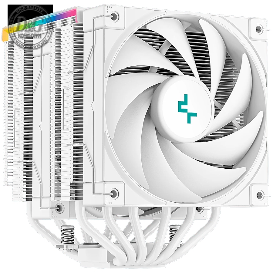 DeepCool AG620 Digital WH, CPU Air Cooler, White 2x120mm ARGB PWM Fan, TDP 260W, 6 Heatpipes, Intel LGA2066/2011-v3/2011/1700/1200/115x, AMD AM5/AM4,129Г—138Г—162 mm(LГ—WГ—H), Fluid Dynamic Bearing, 2y, R-AK620-WHADMN-G