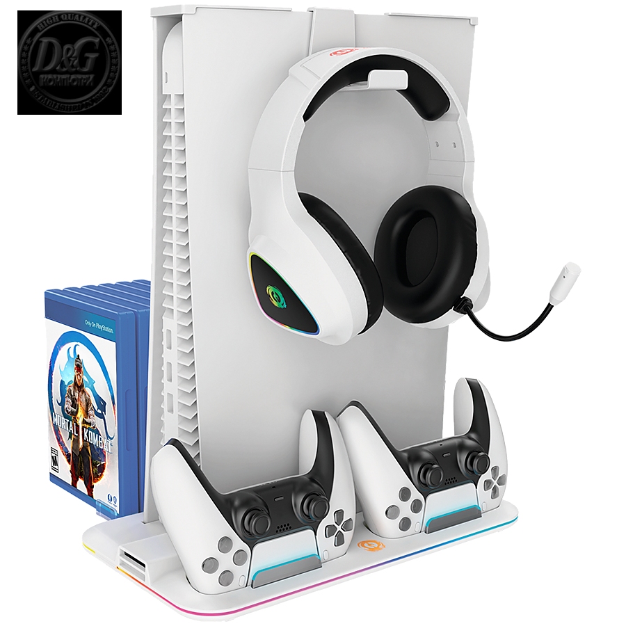 CANYON CS-5, PS5 Charger stand, with RGB light, 315*185*28mm, with 23CM+0.5cm cable, 475±10g, White