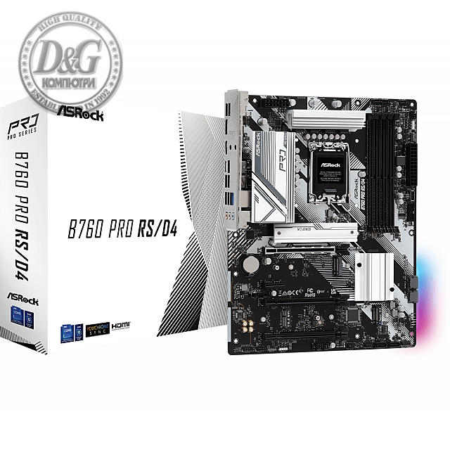 Дънна платка ASRock B760 Pro RS DDR4, LGA1700, ATX